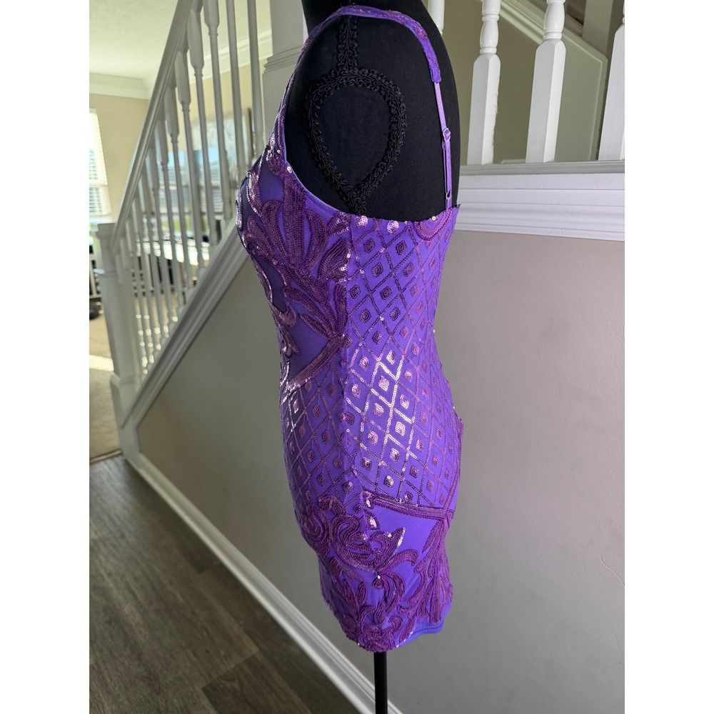 Lulus Dare to Dazzle Sequin Bodycon Mini Dress Pattern XS Cocktail Homecoming - Picture 4 of 10